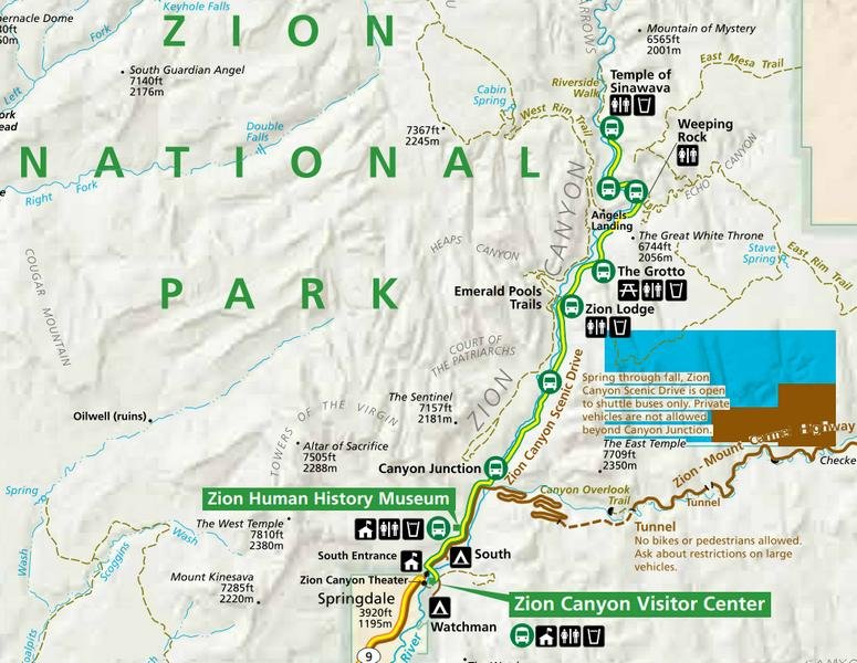 mapa de zion national park